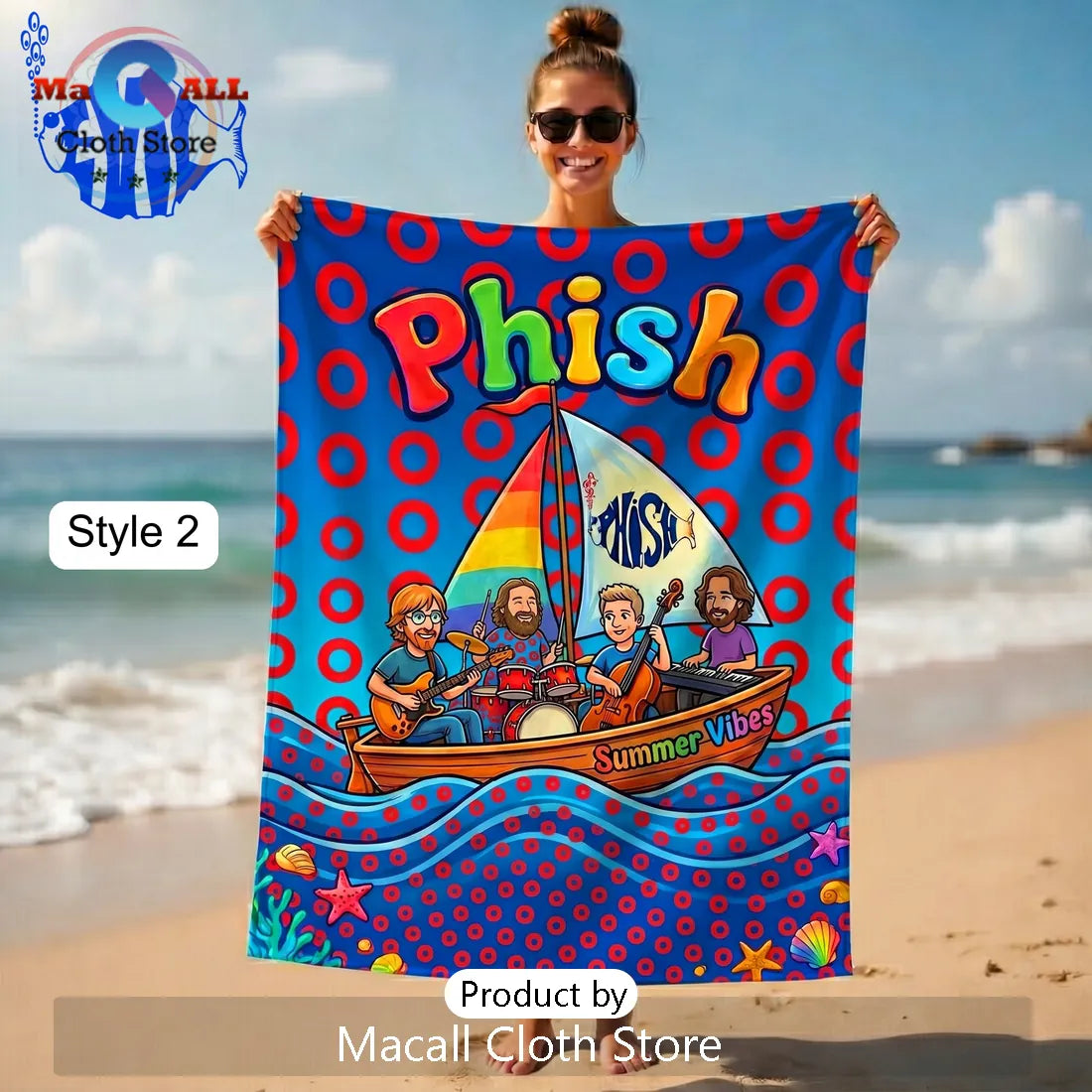 Phish Summer Vibes Cartoon Beach Towel