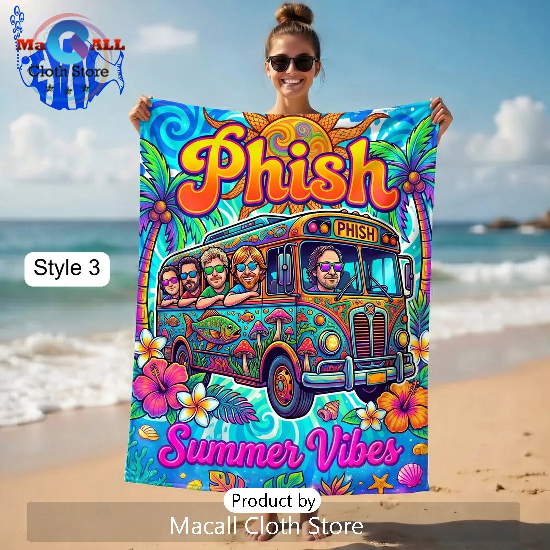Phish Summer Vibes Cartoon Beach Towel