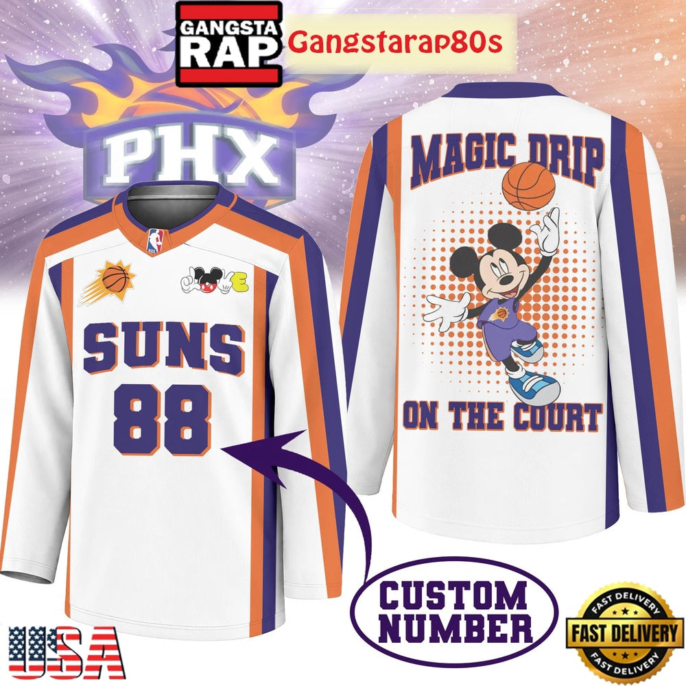 Phoenix Suns Premium NBA Magic Drip Long Jersey Shirt