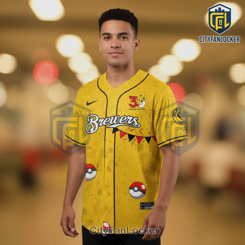 Pokémon 30th Anniversary Brewers Personalized Baseball Jersey