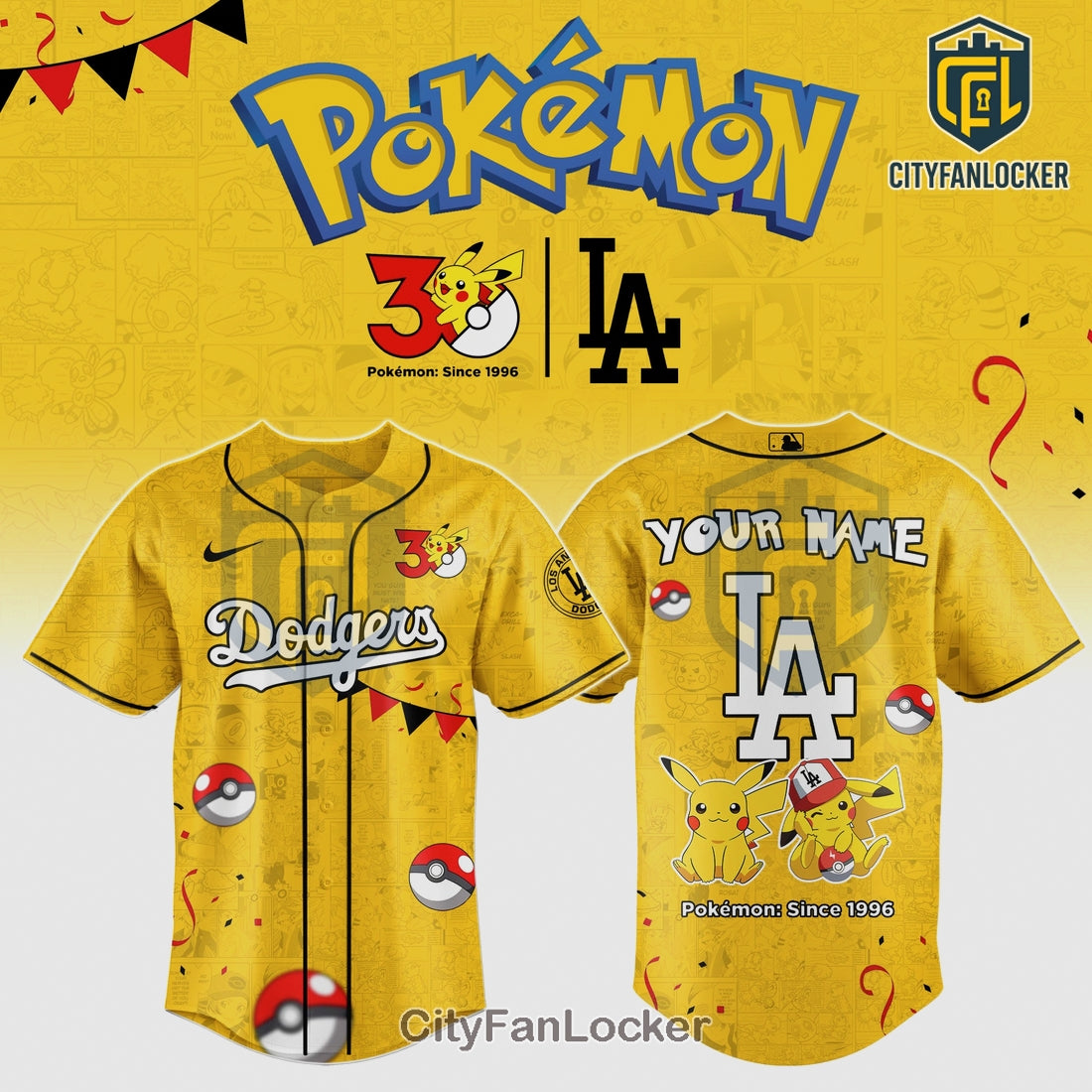 Pokémon Dodgers 30th Anniversary Limited Edition Custom Baseball Jersey