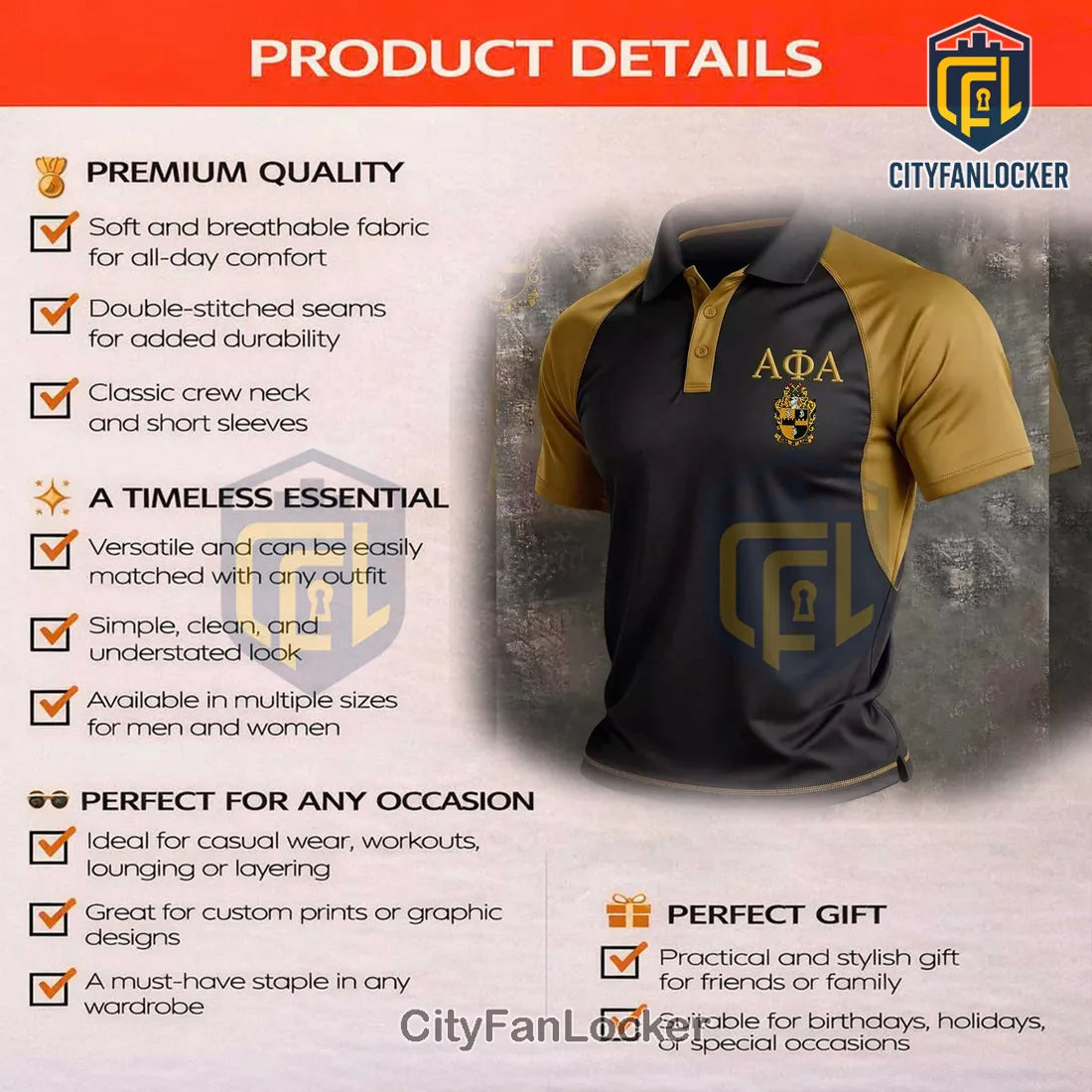 Premium Alpha Phi Alpha Greek Brotherhood Polo Shirt