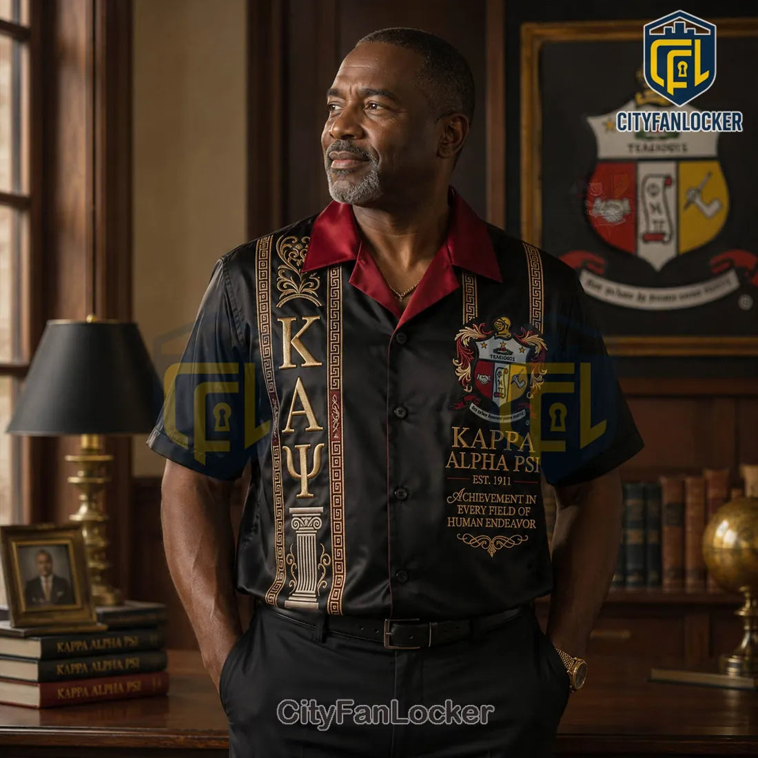 Premium Kappa Alpha Psi Fraternity Black Satin Polo Shirt