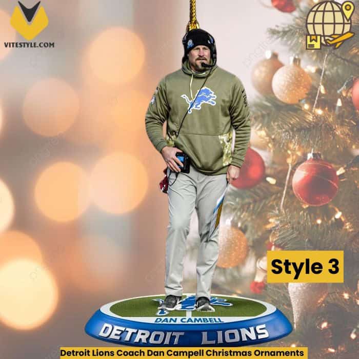 Detroit Lions Coach Dan Campell Christmas Ornaments