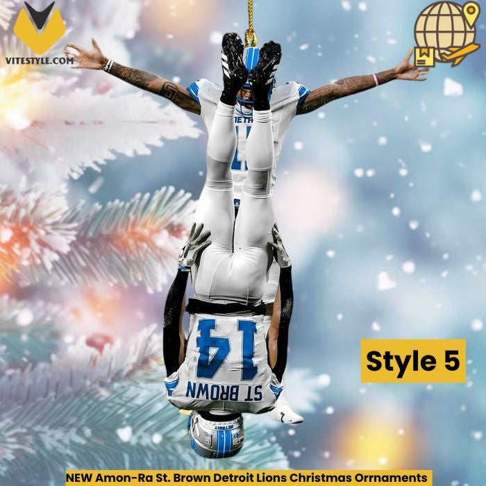 NEW Amon-Ra St. Brown Detroit Lions Christmas Ornaments