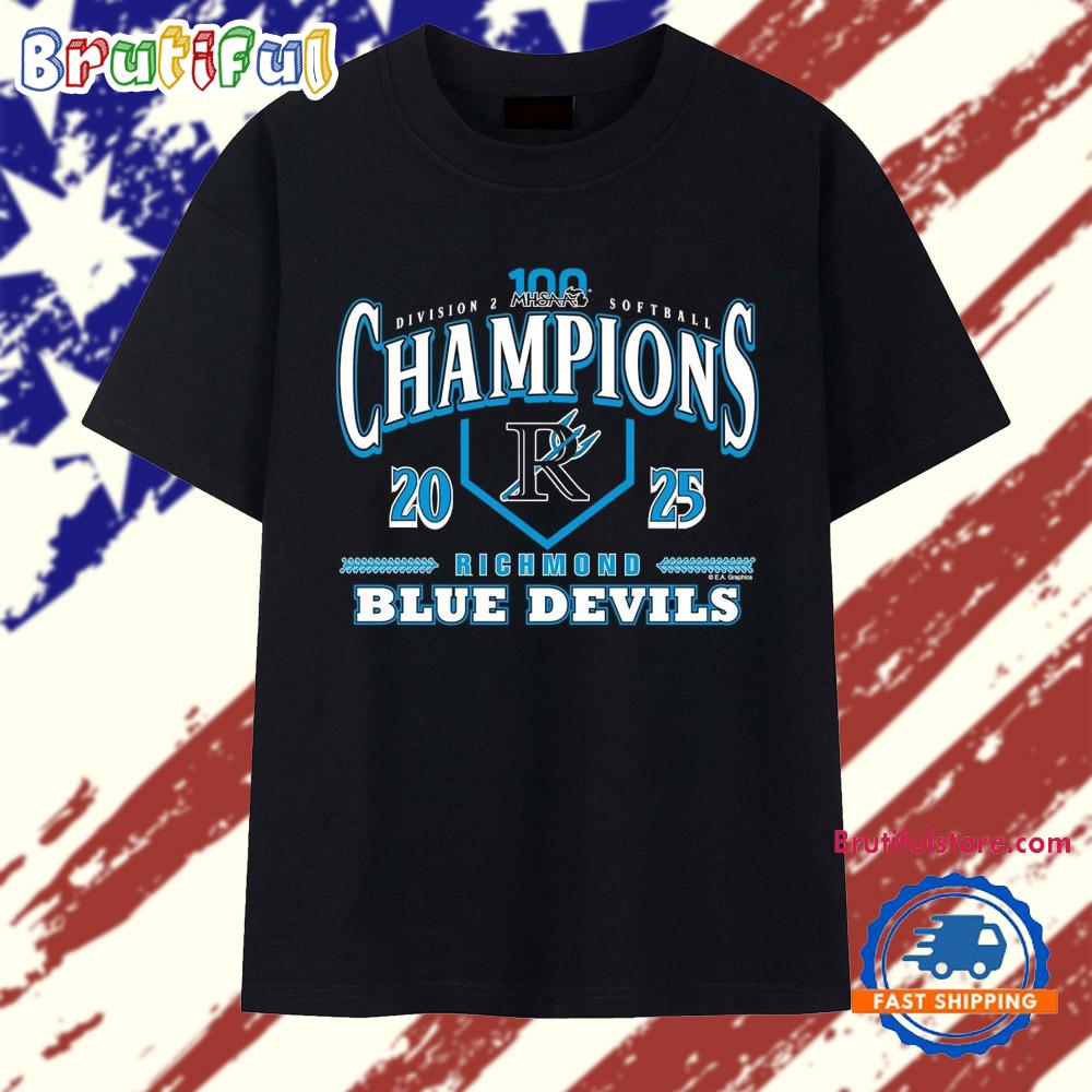 Richmond Blue Devils 2025 Softball D2 Champions T Shirt