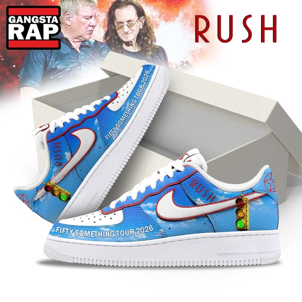 Rush Fifty Something Tour 2026 Sky Blue Rock Graphic Air Force 1 Shoes Sneakers, Music Air Force 1 Shoes