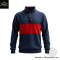 Ryan Gosling Navy Blue and Red Colorblock Quarter Zip Pullover Sweatshirt
