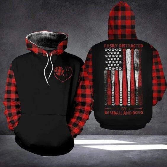 Baseball And Dog Hoodie All Over Print For Men & Women