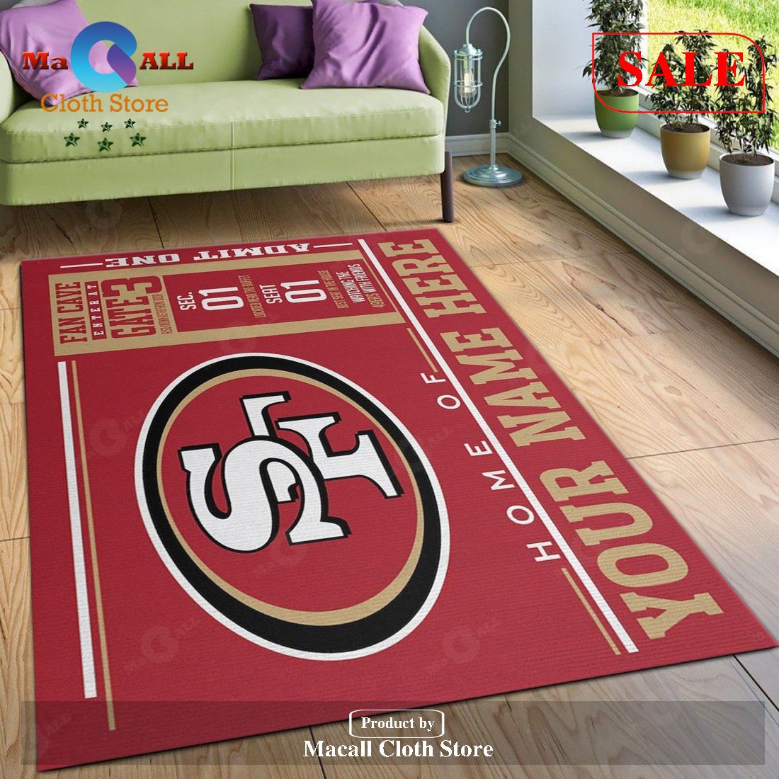 [SALE] Personalized San Francisco 49ers Wincraft Personalized NFL Team Logos Area Rug, Bedroom, Christmas Gift - Indoor Outdoor Rugs