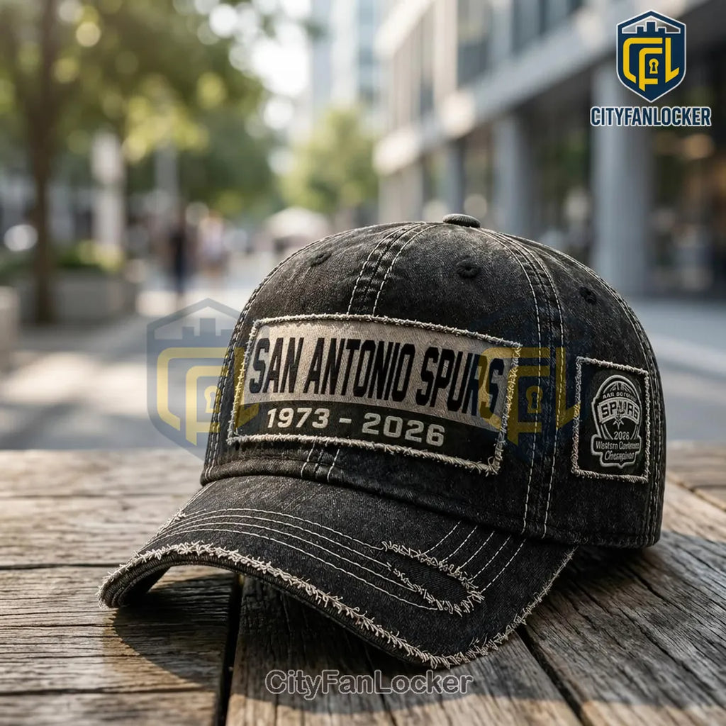 San Antonio Spurs 1973-2026 Western Conference Champions Distressed Denim Cap