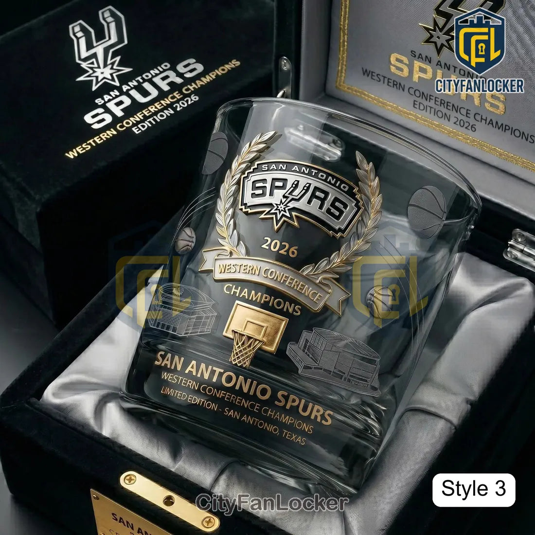 San Antonio Spurs 2026 Western Conference Champions Whiskey Glass