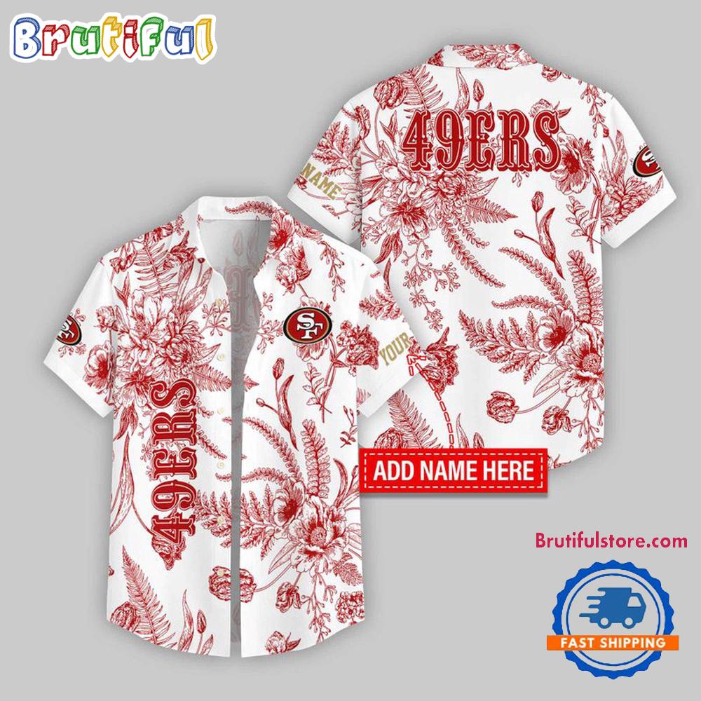 San Francisco 49ers Leaf Flower Pattern Personalized Name Hawaii Shirt