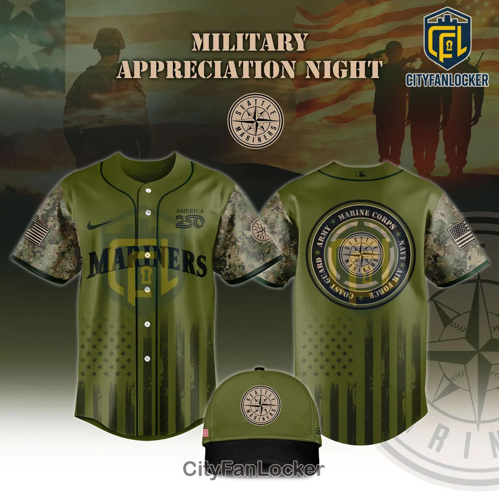 Seattle Mariners Military Appreciation America 250 Baseball Jersey