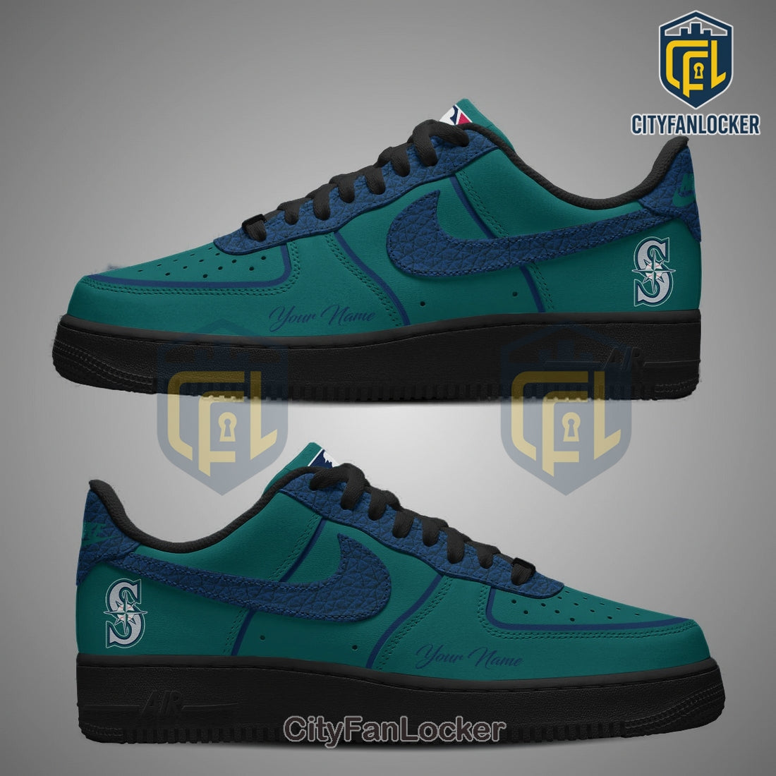 Seattle Mariners Personalized Teal Black Bottom Sneakers Shoes