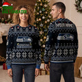 Seattle Seahawks Custom Name Snowflake Logo Ugly Christmas Sweater