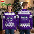 Seattle Seahawks Personalized Snowflake Logo Custom Name Ugly Christmas Sweater