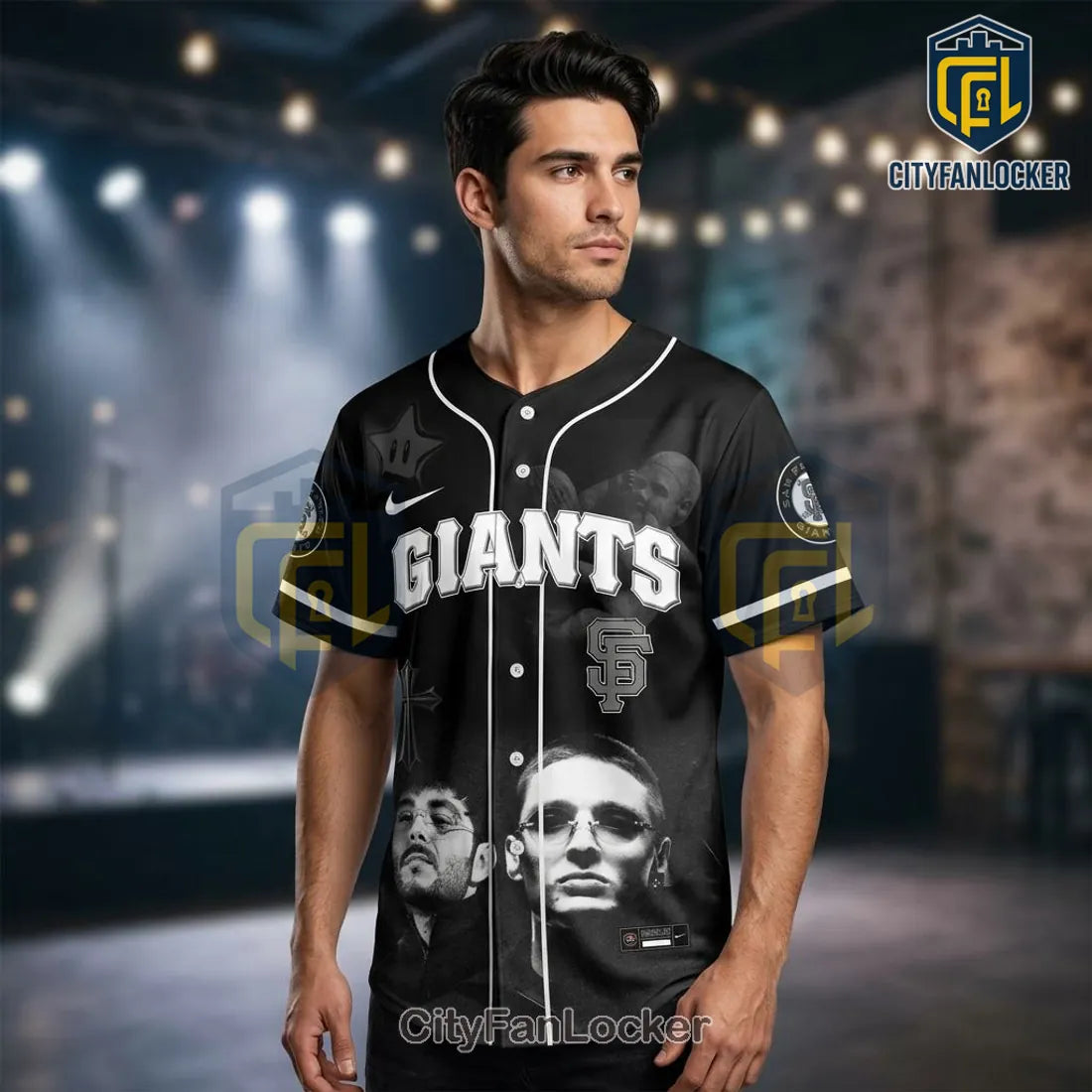SF Giants Peso Pluma Dinastia Tour Graphic Black Baseball Jersey
