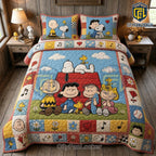 Snoopy and Friends Colorful Quilted Bedding Set