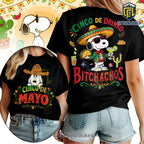 Snoopy Cinco de Mayo Festive Drinko Bitchachos Graphic T-Shirt