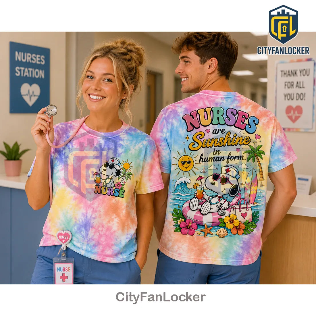 Snoopy Nurse Summer Nurse Tie Dye T-Shirt