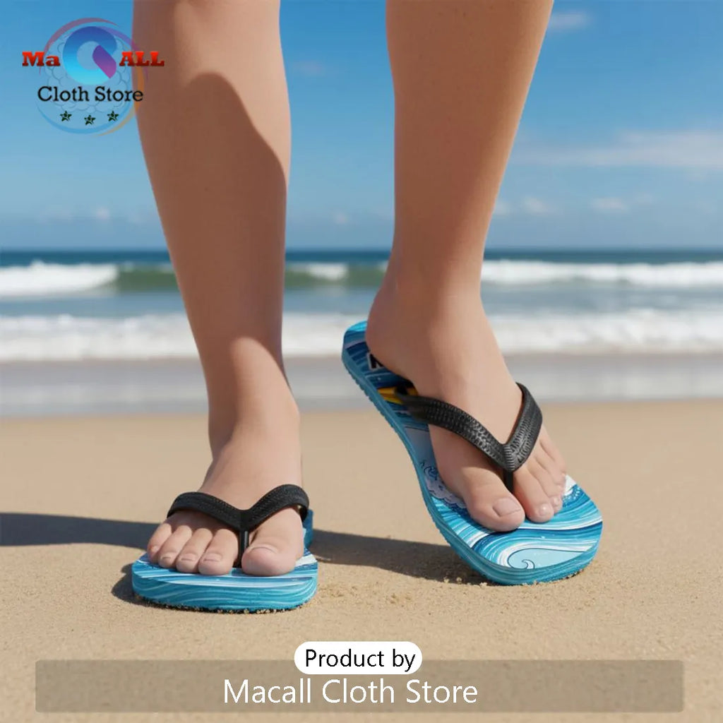 Snoopy Surfing Beach Ocean Waves Summer Flip Flops