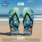 Snoopy Surfing Beach Ocean Waves Summer Flip Flops