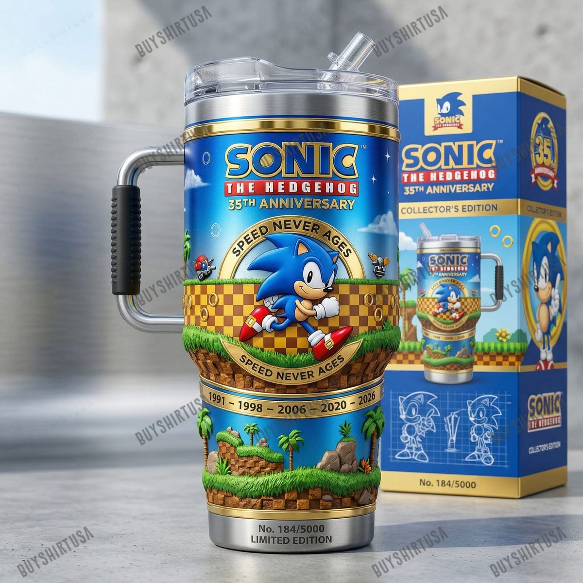 Sonic The Hedgehog 35Th Anniversary Speed Never Ages Tumbler