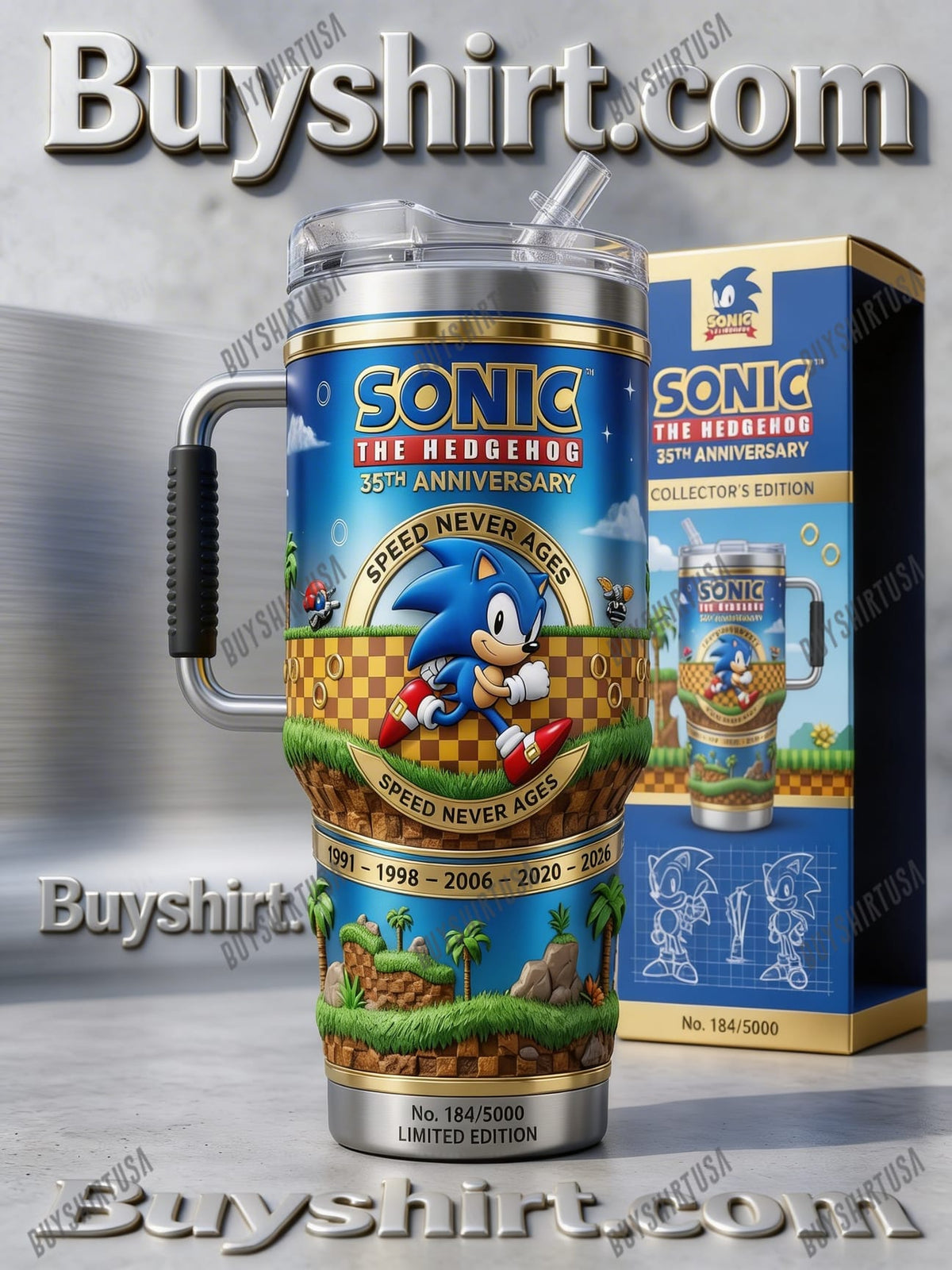 Sonic The Hedgehog 35Th Anniversary Speed Never Ages Tumbler