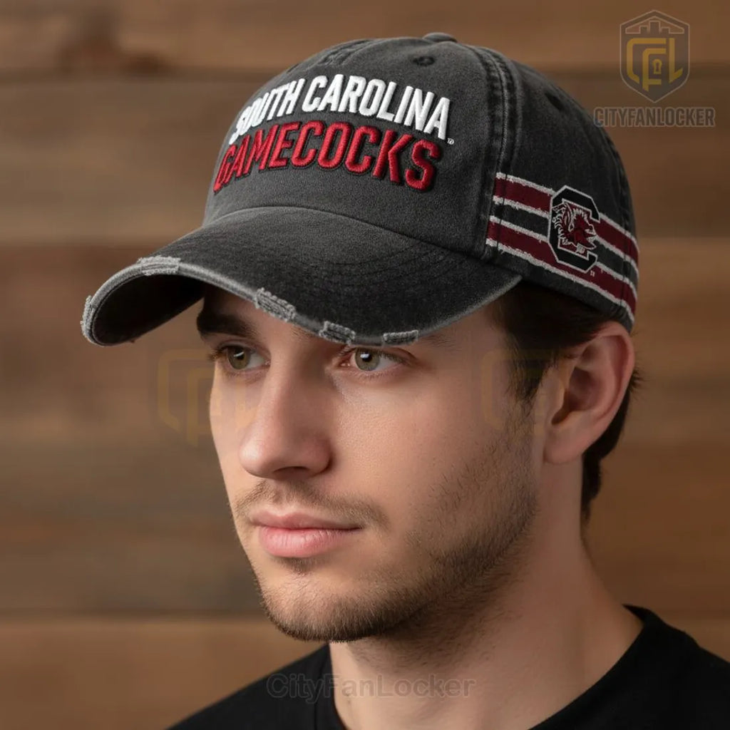 South Carolina Gamecocks Vintage Distressed Embroidered Adjustable Baseball Cap