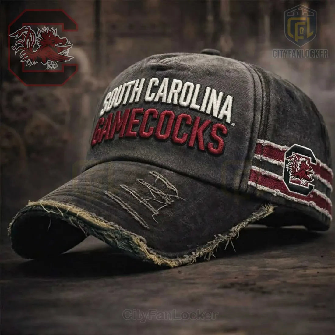 South Carolina Gamecocks Vintage Distressed Embroidered Adjustable Baseball Cap