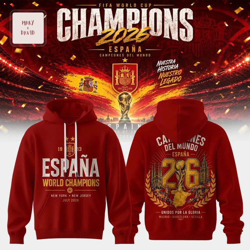 Spain World Cup Champions 2026 Commemorative Graphic Pullover Hoodie