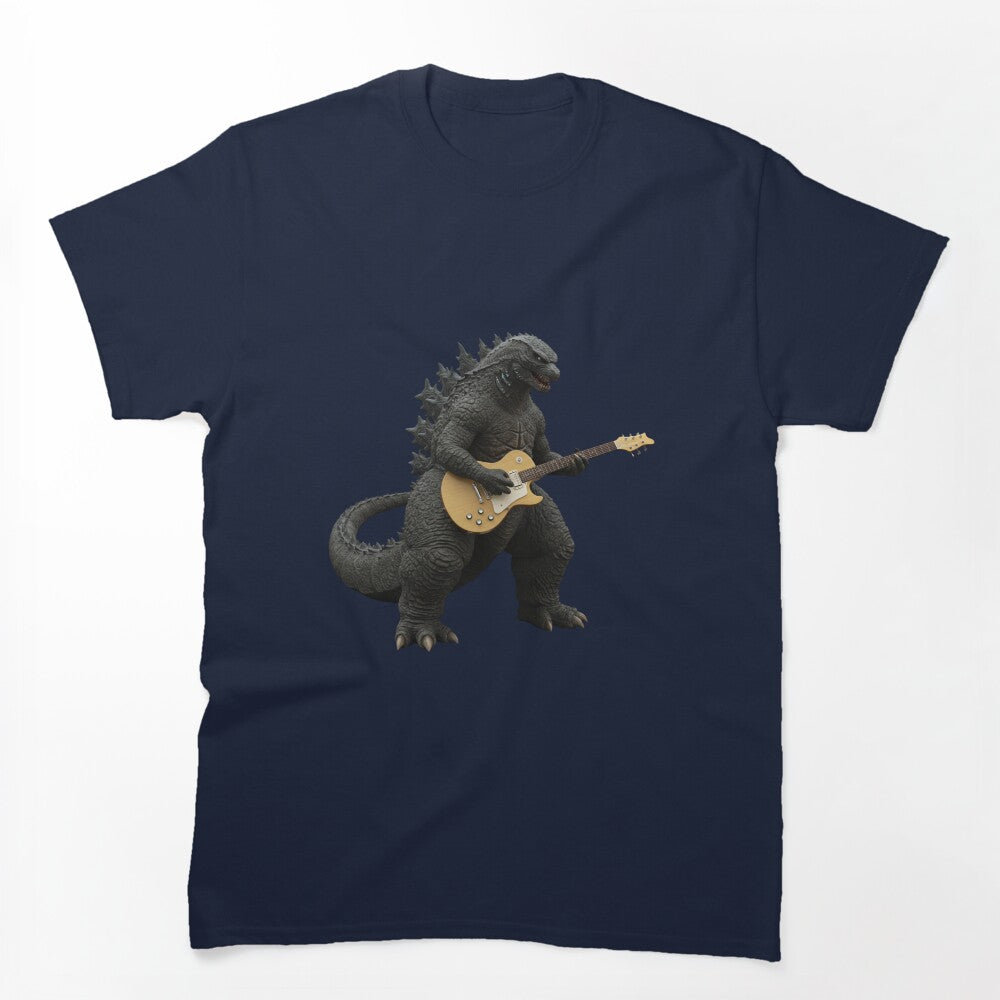 Godzilla Playing Electric Guitar Vintage Rock Dinosaur For Men Shirt