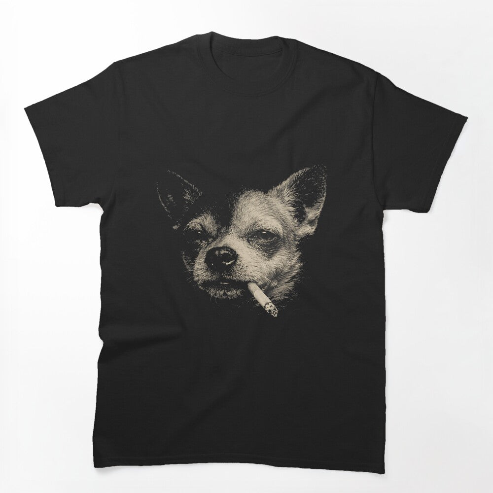 Funny Smoking Chihuahua Vintage Y2K Grunge Dog Graphic Shirt