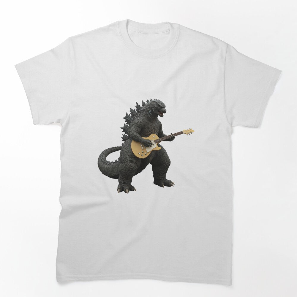 Godzilla Playing Electric Guitar Vintage Rock Dinosaur For Men Shirt