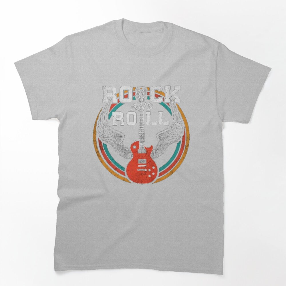Rock N Roll Skull With Crossed Electric Guitars Vintage Rock Music Shirt