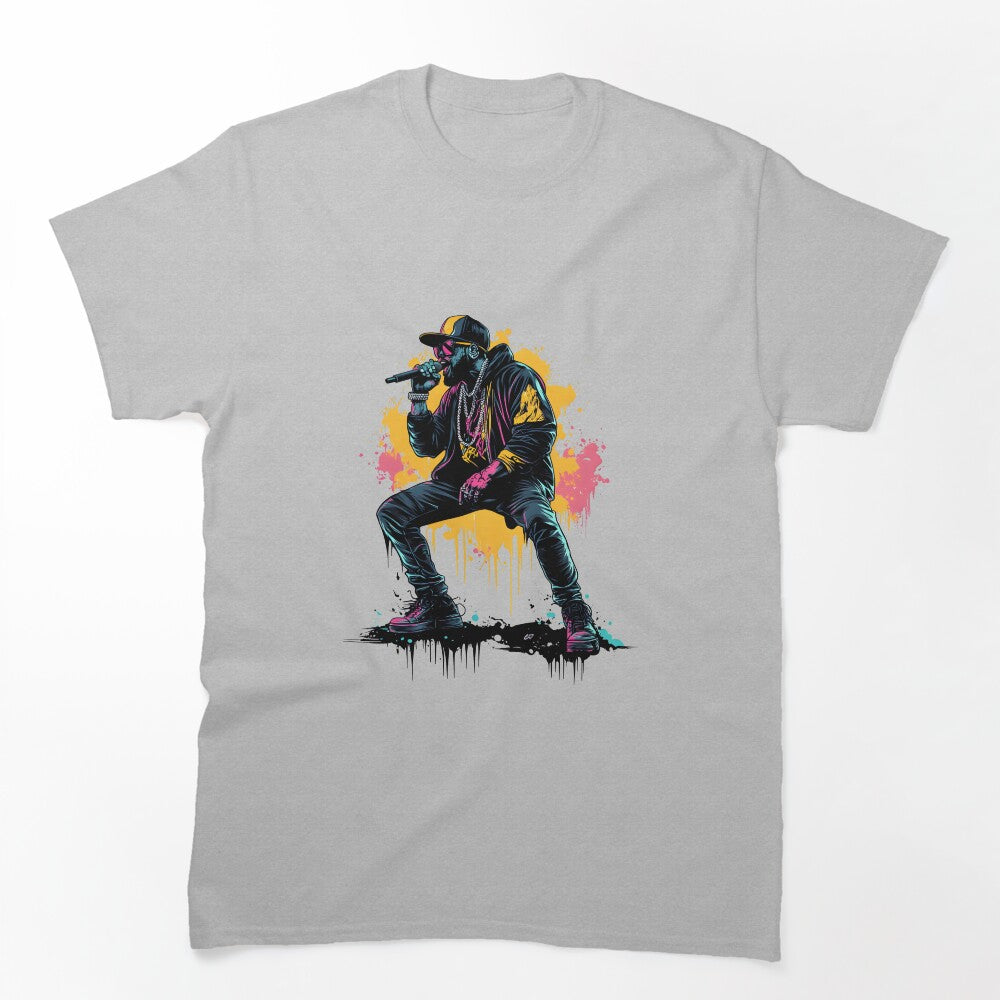 Hip-hop Graffiti Artwork Featuring A Rapper Mid-performance Shirt