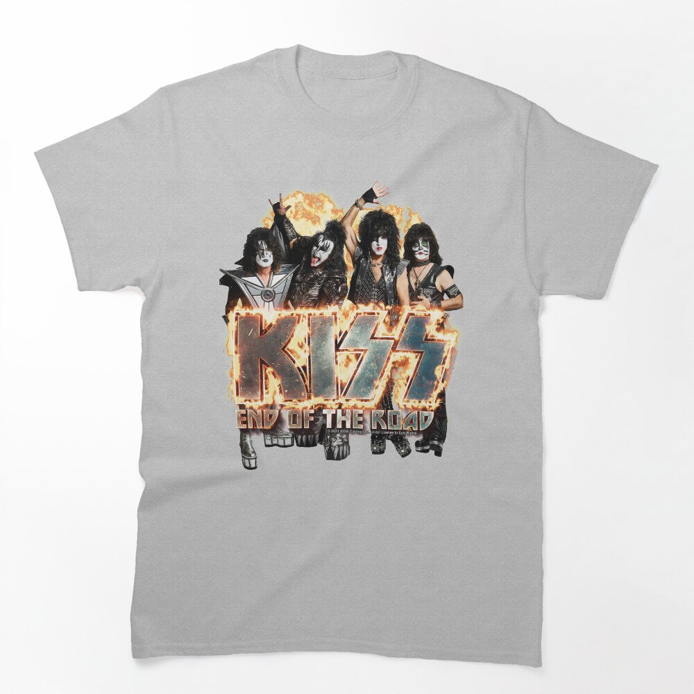 KISS The Band - End Of The Road On Fire Logo Shirt