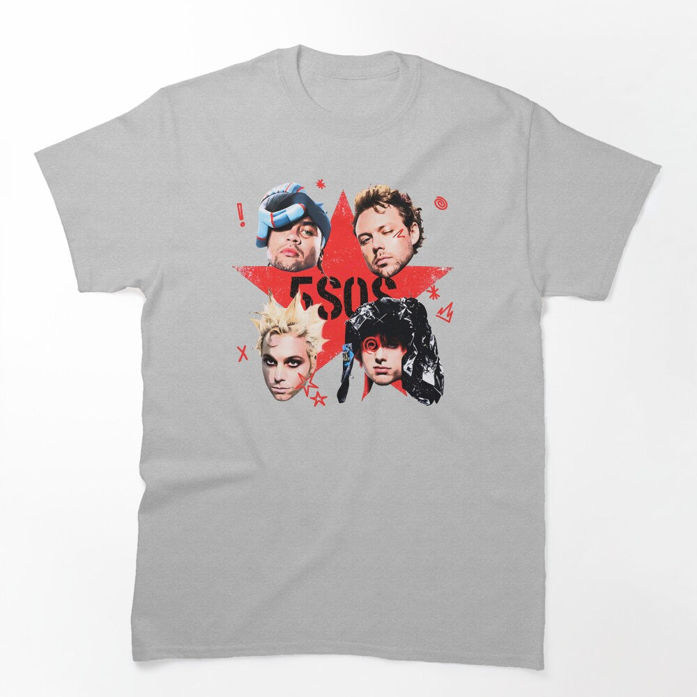 5 Seconds Of Summer Red Star Graphic Shirt