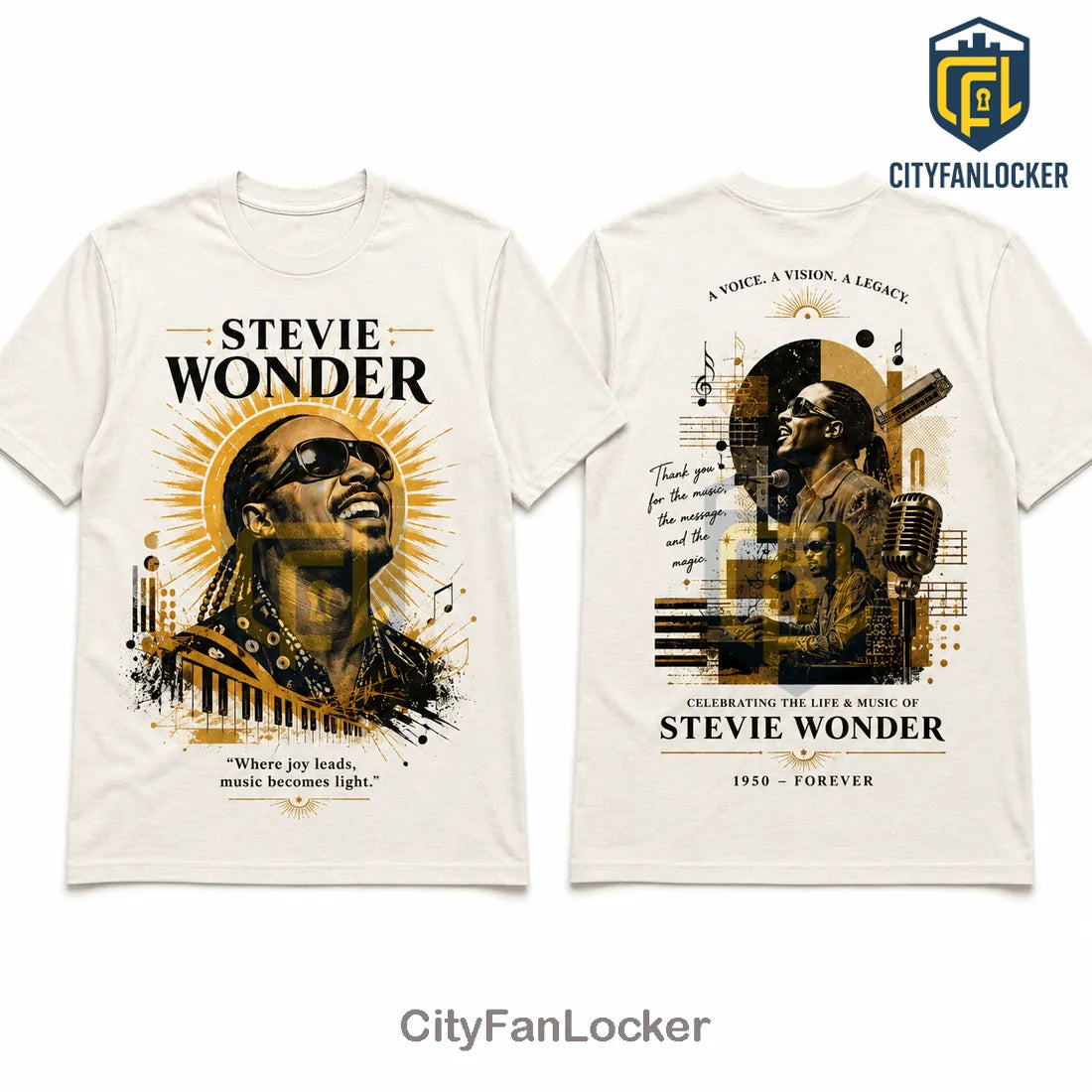 Stevie Wonder Vintage 2026 Portrait Off-White T-Shirt