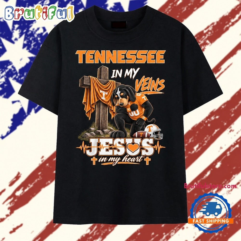 Tennessee Volunteers Dog Mascot Faith & Football Graphic T Shirt