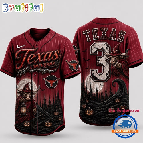 Texas Longhorns 2026 NCAA Spooky Mascot Halloween Personalized Baseball Jersey Shirt