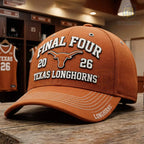Texas Longhorns Final Four 2026 Commemorative Premium Embroidered Baseball Cap