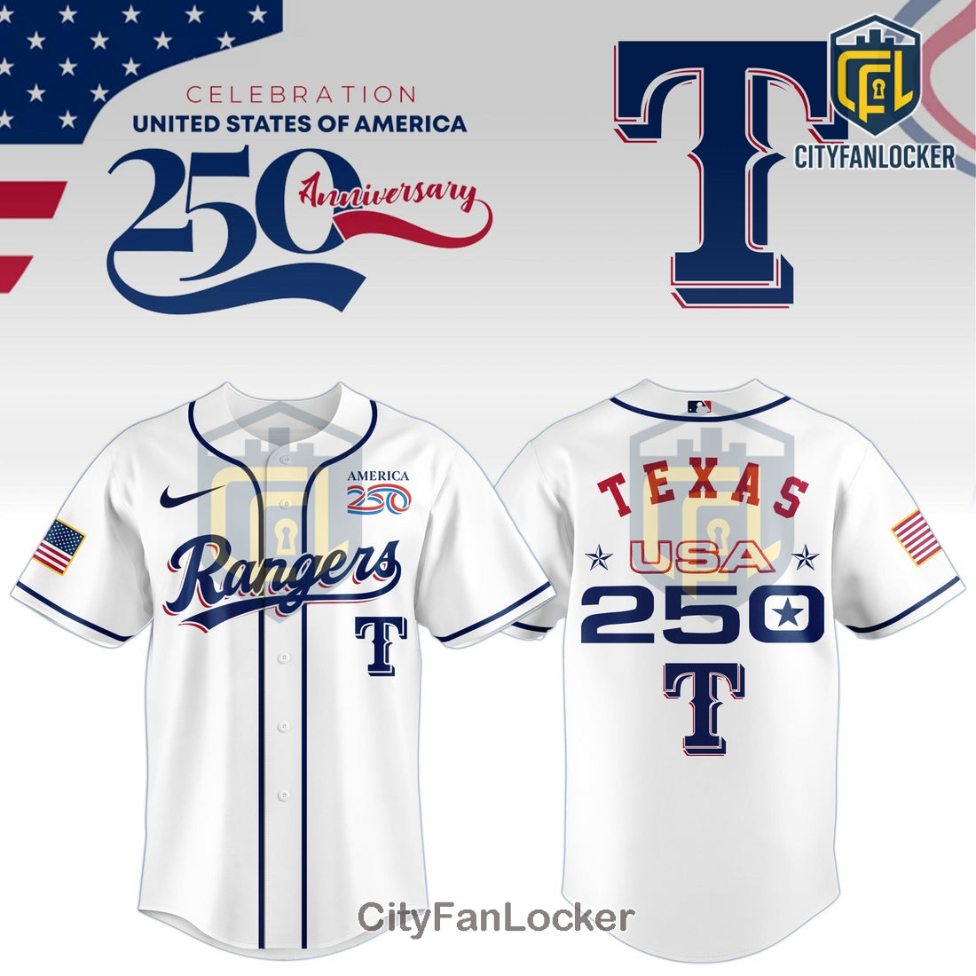 Texas Rangers 250th Anniversary Edition Baseball Jersey
