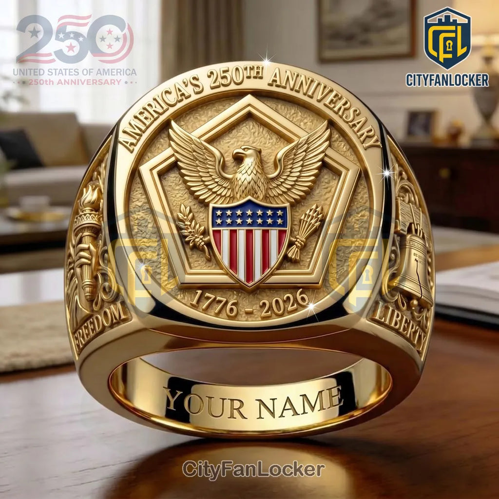 United States 250th Anniversary Commemorative Engraved Ring