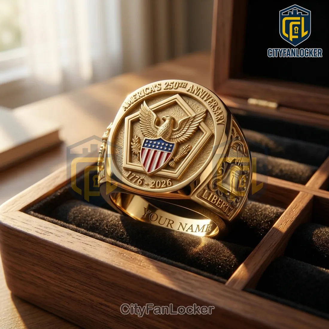 United States 250th Anniversary Commemorative Engraved Ring