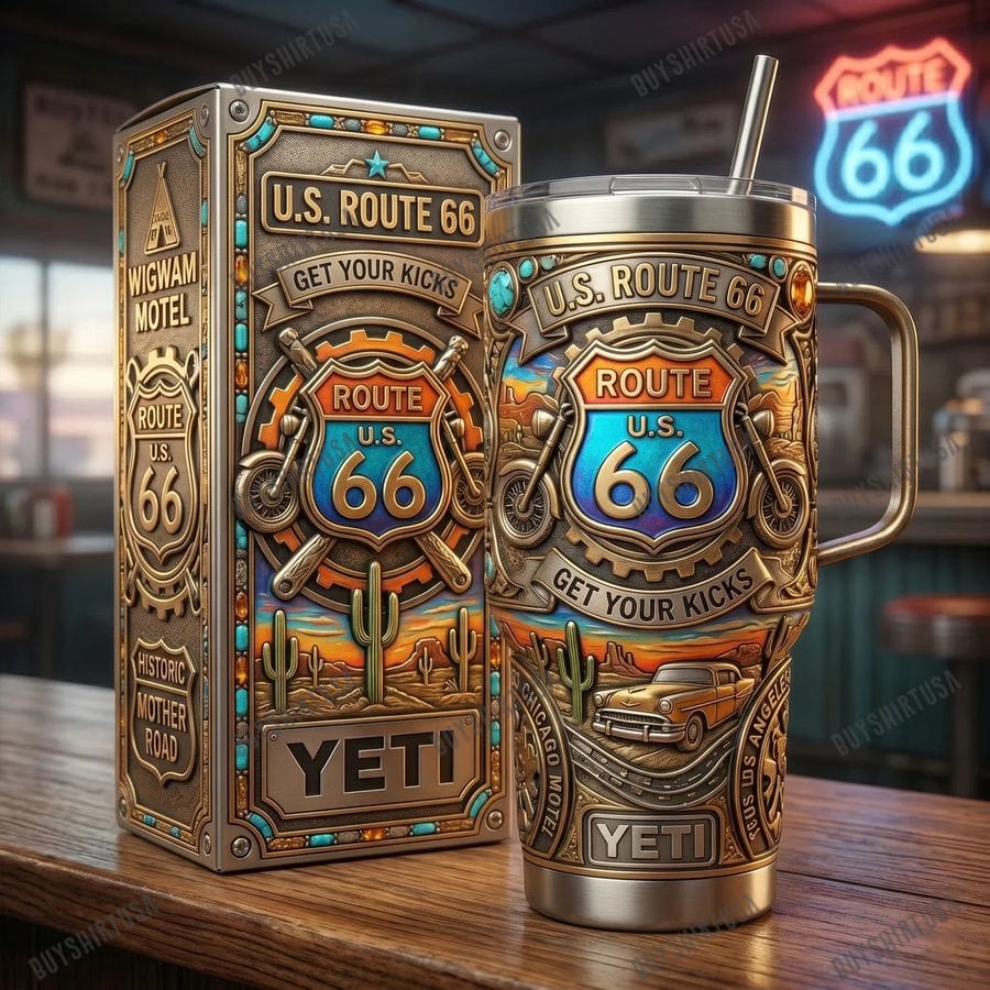 US Route 66 Get Your Kicks YETI Tumbler