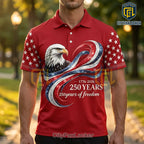 USA 250th Anniversary Patriotic Eagle Red Polo Shirt