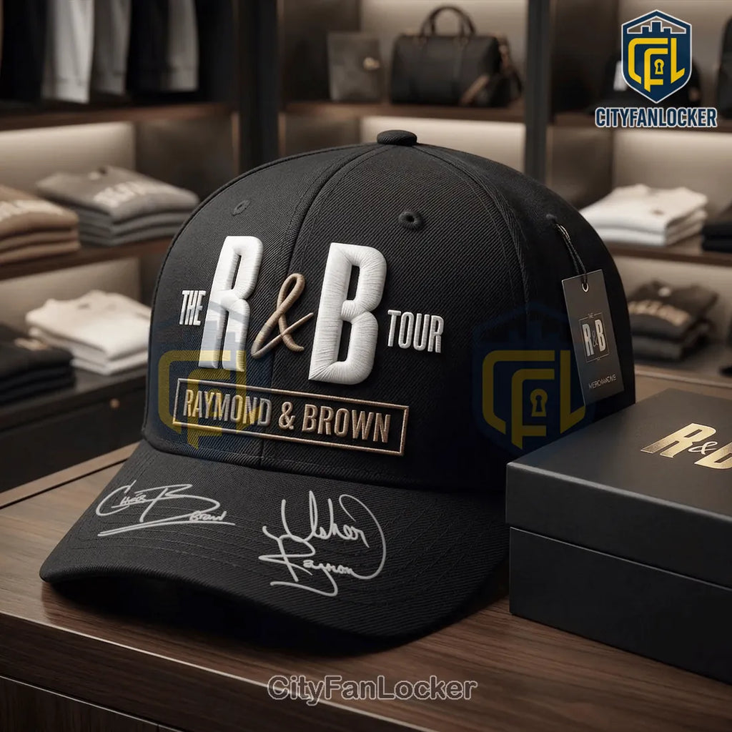 Usher Chris Brown R&B Tour Autographed Black Premium Merchandise Baseball Cap
