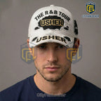 Usher The R&B Tour Distressed White Embroidered Logo Baseball Cap